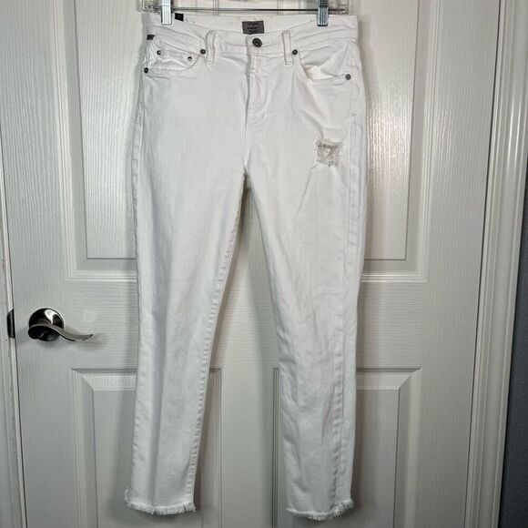 COH Citizens of Humanity Rocket Crop High Rise White Jeans Sz 28 Distressed - Picture 12 of 12